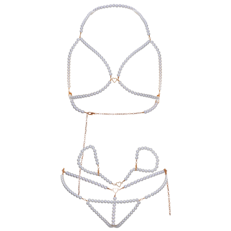 Leg Avenue - Ensemble Bracelets Soutien-Gorge Et String Perles - Image 5