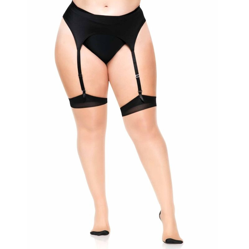 Leg Avenue - Plus Lycra Sheer 2 Tons Cuisses Hautes Avec Couture Arrière Et Talon Cubain - Image 3