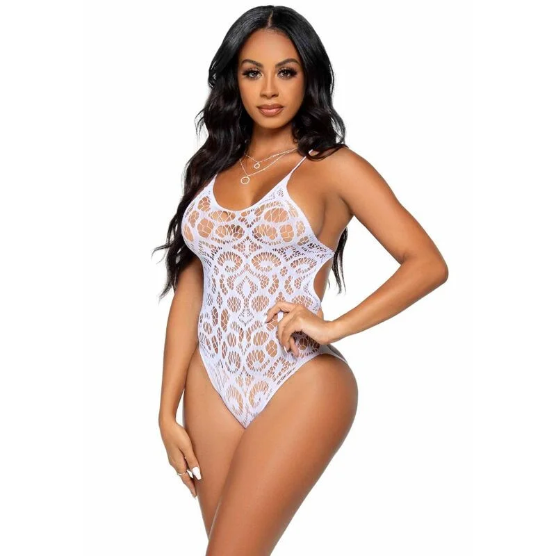 Leg Avenue - Teddy En Dentelle Sans Coutures - Blanc
