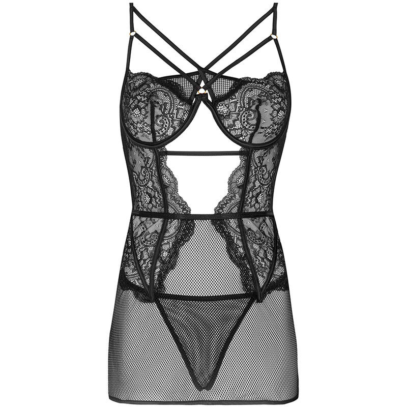 Livco Corsetti Fashion - Chemise + Culotte Baririn Lc 90633 Noir - Image 3