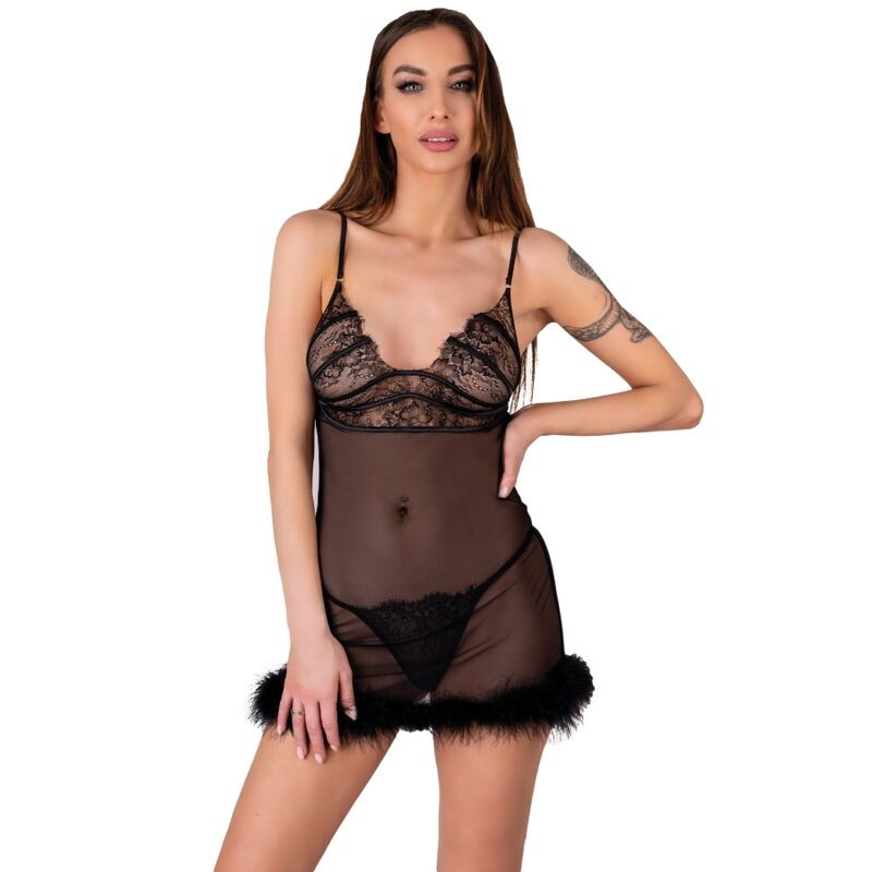 Livco Corsetti Fashion - Ensemble Zerunam Babydoll + String Noir - Image 6