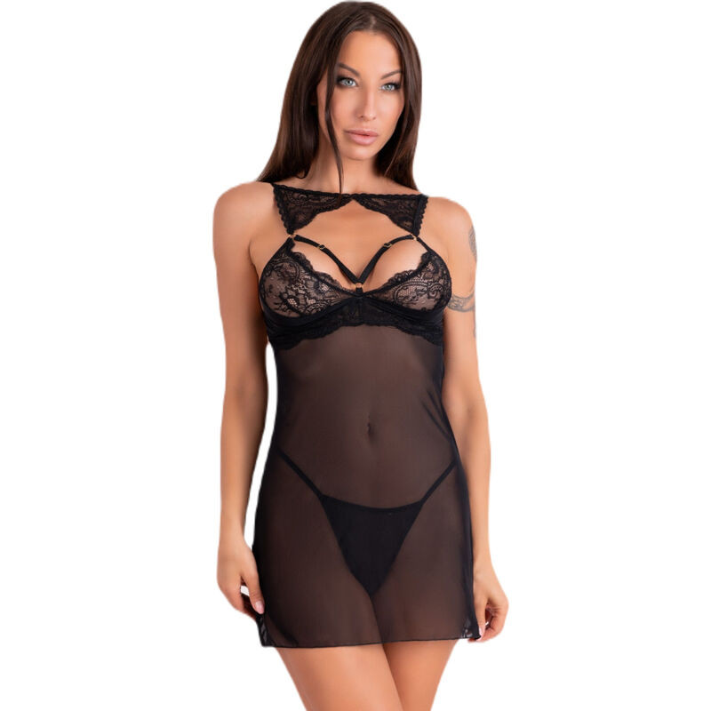 Livco Corsetti Fashion - Krolina Lc 90734 Chemise + String Noir S/M - Image 5