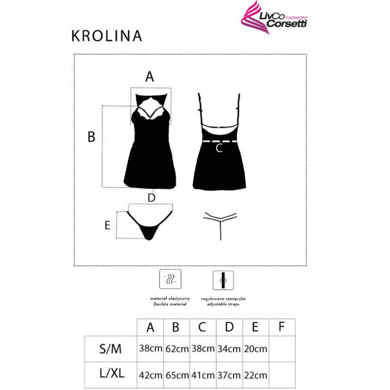 Livco Corsetti Fashion - Krolina Lc 90734 Chemise + String Noir S/M - Image 8