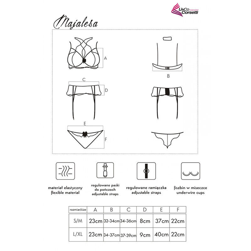 LIVCO CORSETTI FASHION - MAJALESA LC 90526 BRA + GARTER BELT + PANTY BLACK - Image 10