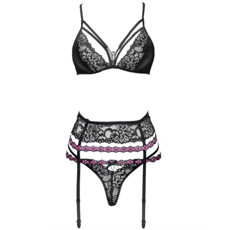 LIVCO CORSETTI FASHION - SNEHANA LC 90443 BRA + GARTER BELT + PANTY BLACK - Image 3