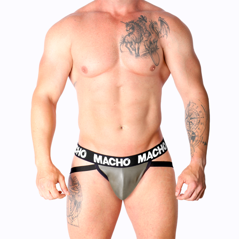 Macho - Mx27Gr Jock Cuir Gris Beige L - Image 2
