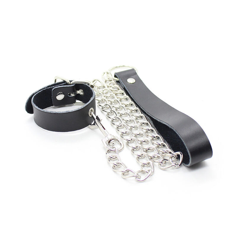 OHMAMA FETISH - COLLIER PÉNIS ET BRACELET EN CUIR AVEC CHAÎNE MÉTALLIQUE - Image 5