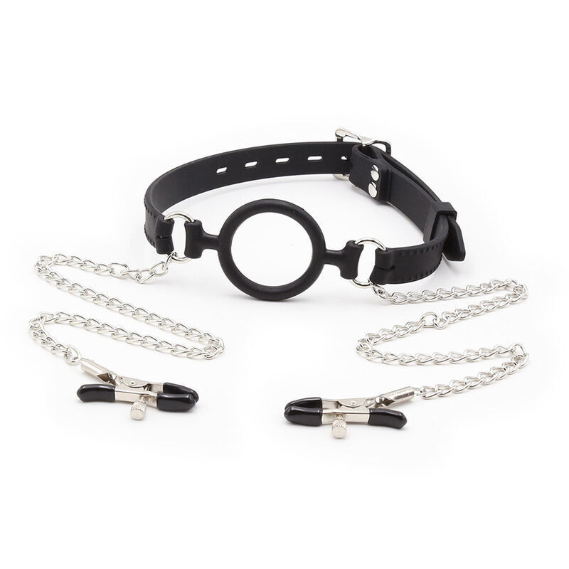 OHMAMA FETISH - RING GAG WITH CHAINS AND NIPPLE CLAMPS - Image 2