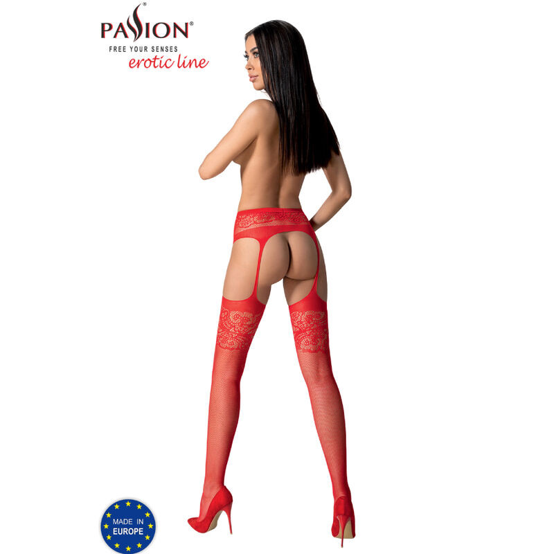 Passion - S029 Collant Noir Avec Jarretière Taille Unique - Image 9