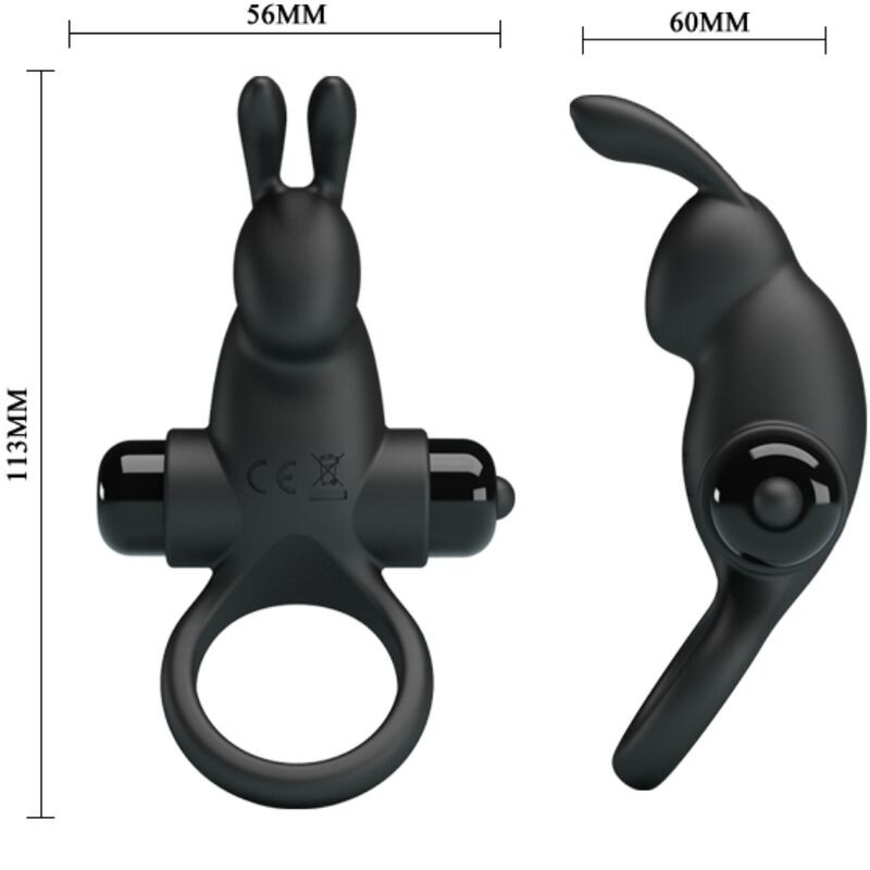 Pretty Love - Anneau Vibrant + Stimulateur De Clitoris Rabbit 10 Vibrations Noir - Image 3