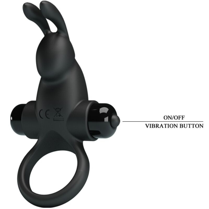 Pretty Love - Anneau Vibrant + Stimulateur De Clitoris Rabbit 10 Vibrations Noir - Image 4