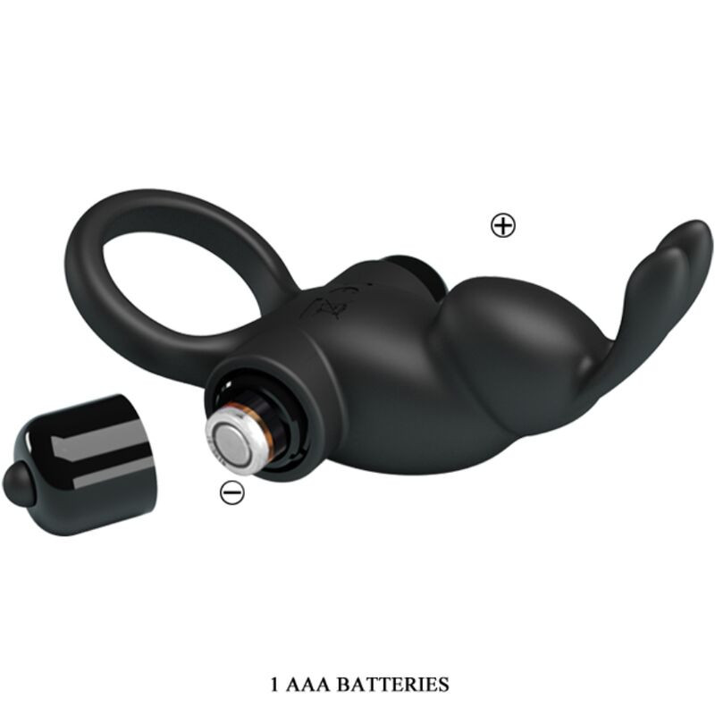 Pretty Love - Anneau Vibrant + Stimulateur De Clitoris Rabbit 10 Vibrations Noir - Image 5