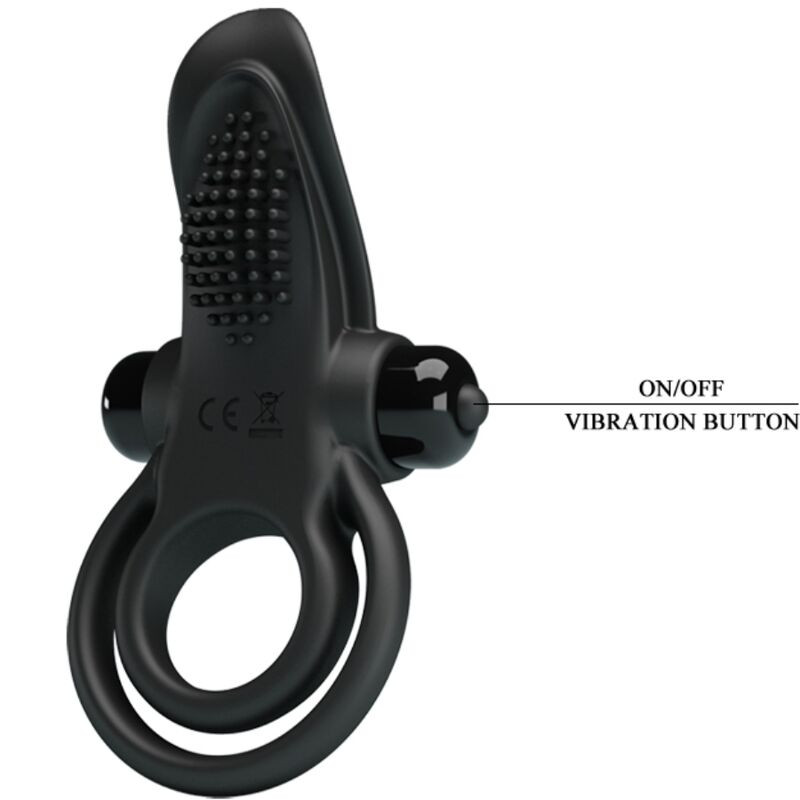 Pretty Love - Double Anneau Vibrant + Stimulateur De Clitoris 10 Vibrations Noir - Image 4