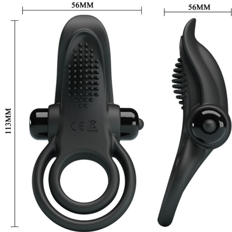 Pretty Love - Double Anneau Vibrant + Stimulateur De Clitoris 10 Vibrations Noir - Image 5