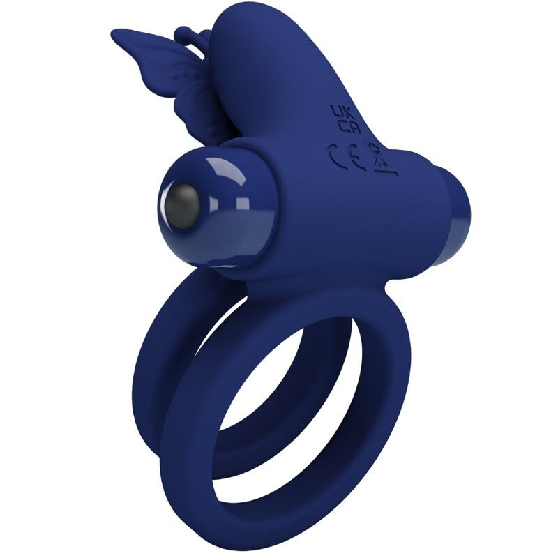 Pretty Love - Jamele Double Anneau Avec Vibration & Stimulateur De Papillon Bleu - Image 3