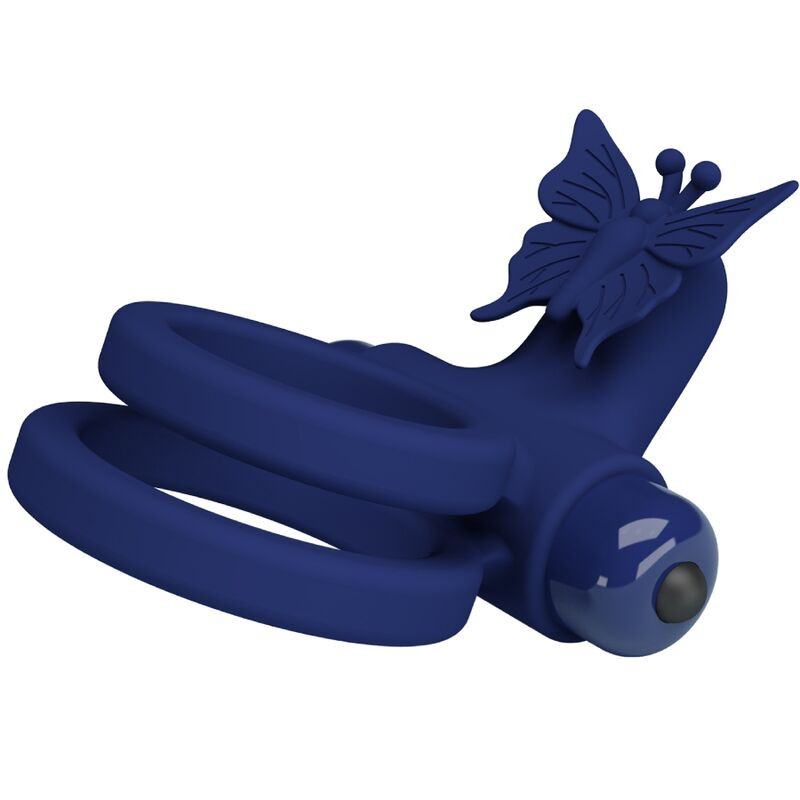 Pretty Love - Jamele Double Anneau Avec Vibration & Stimulateur De Papillon Bleu - Image 5