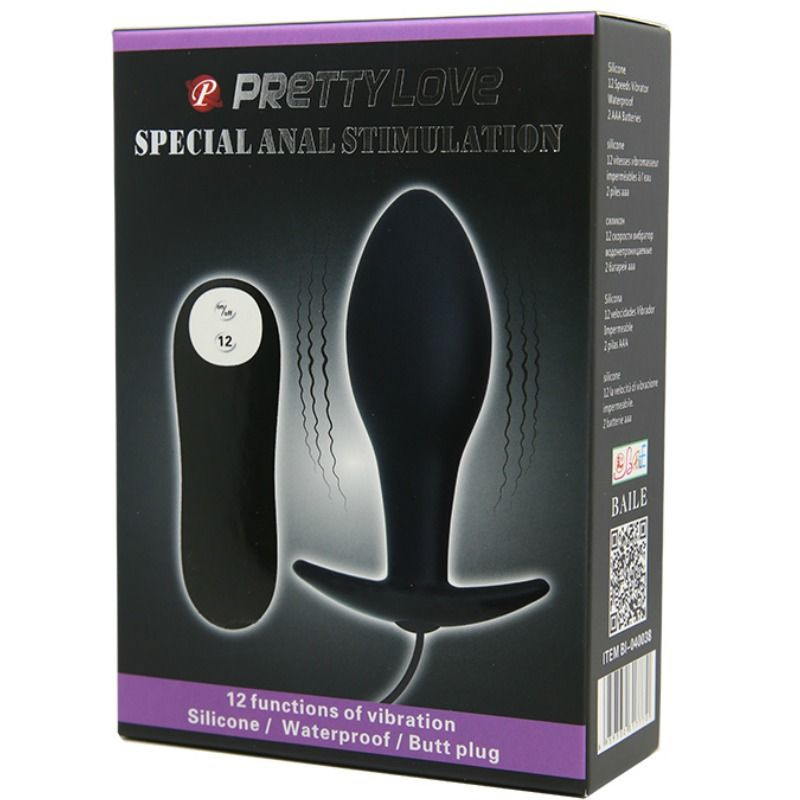 Pretty Love - Plug Anal Forme Dancre Silicone 12 Modes De Vibration Noir - Image 3