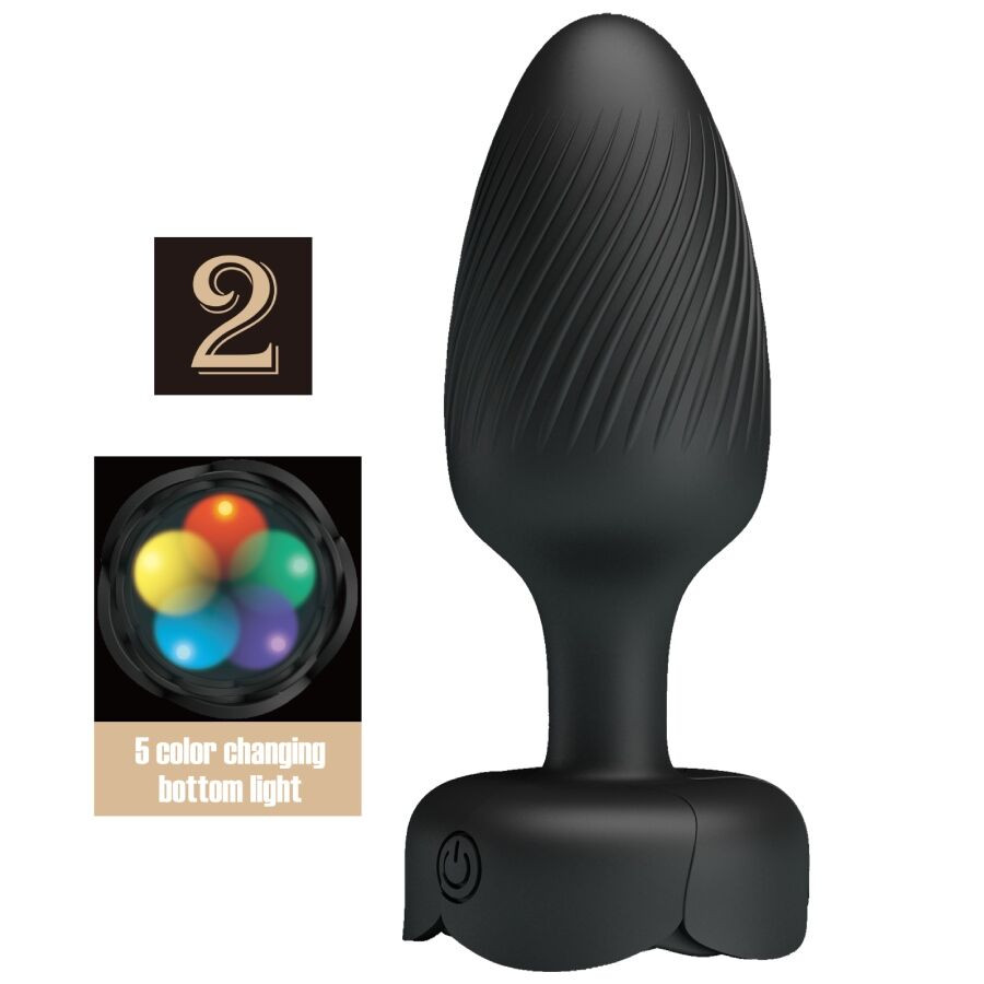 Pretty Love - Plug Anal Varian Avec Lumière Led Noir 10,8 Cm - Image 4