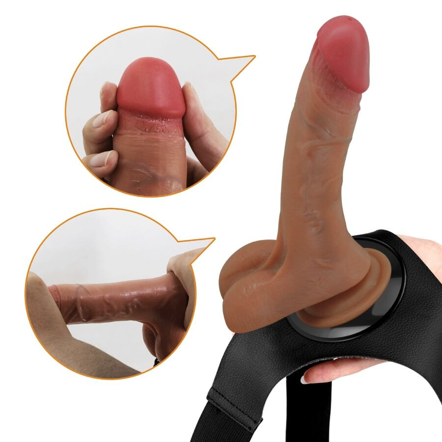 PRETTY LOVE - UNIVERSELE HARNESS MET VIBRERENDE DILDO EN SQUIRTING 15,5 CM MULATO - Image 3