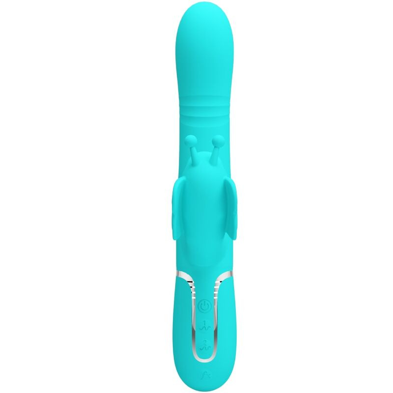 Pretty Love - Vibrateur Multifonction Lapin 4 En 1 Papillon Aqua Vert - Image 2