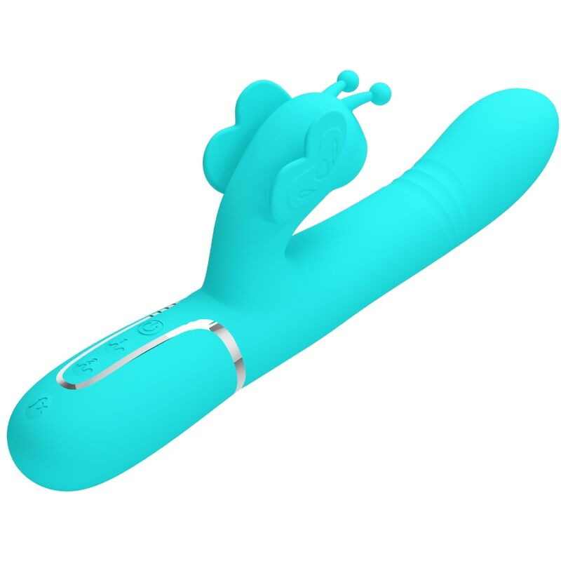 Pretty Love - Vibrateur Multifonction Lapin 4 En 1 Papillon Aqua Vert - Image 3