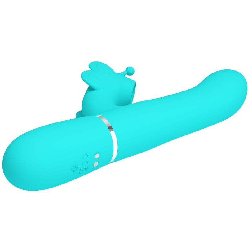 Pretty Love - Vibrateur Multifonction Lapin 4 En 1 Papillon Aqua Vert - Image 4