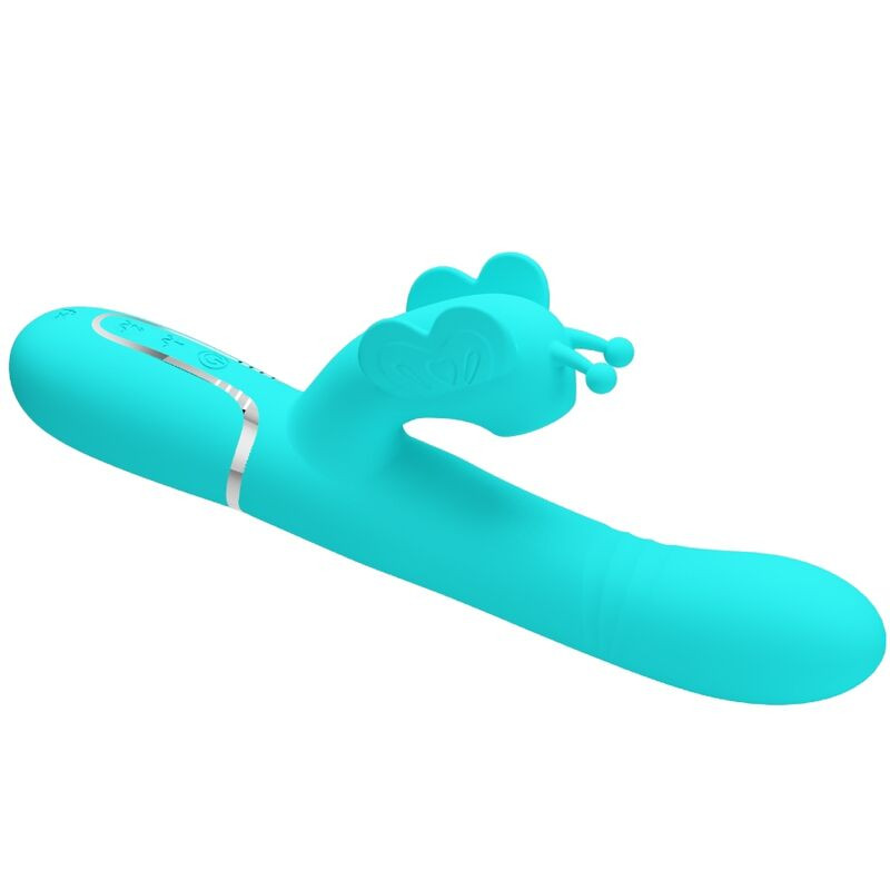 Pretty Love - Vibrateur Multifonction Lapin 4 En 1 Papillon Aqua Vert - Image 5