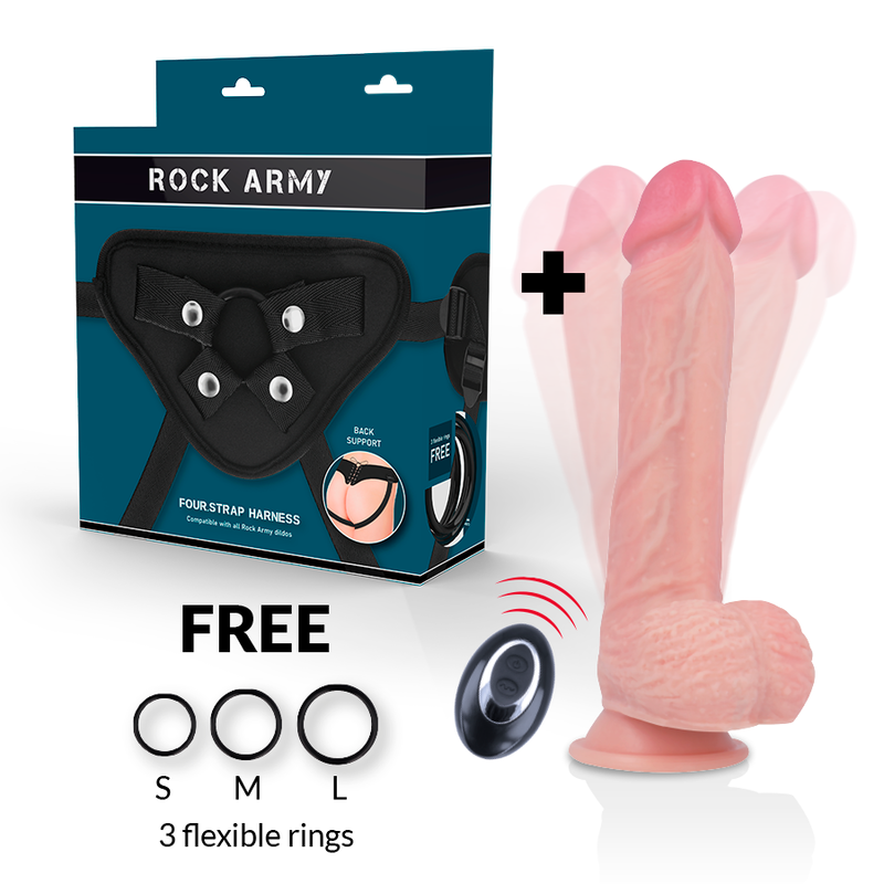 Rockarmy - Harnais + Vibrateur Silicone Liquide Premium Télécommande Apache 20.5 Cm -O- 4.62 Cm - Image 2