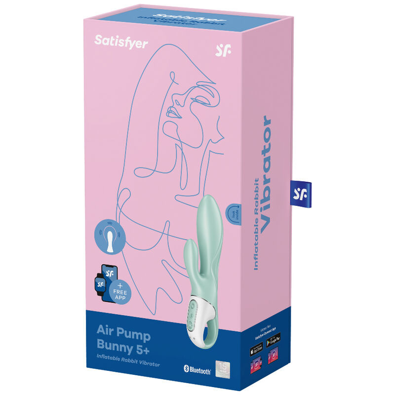 Satisfyer - Air Pump Bunny 5+ Application Gonflable Lapin Vibrateur Vert - Image 4