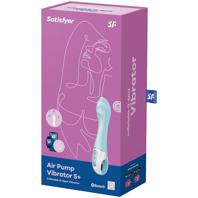 Satisfyer - Air Pump Vibrator 5+ App Gonflable G-Spot Vibrator Bleu - Image 4