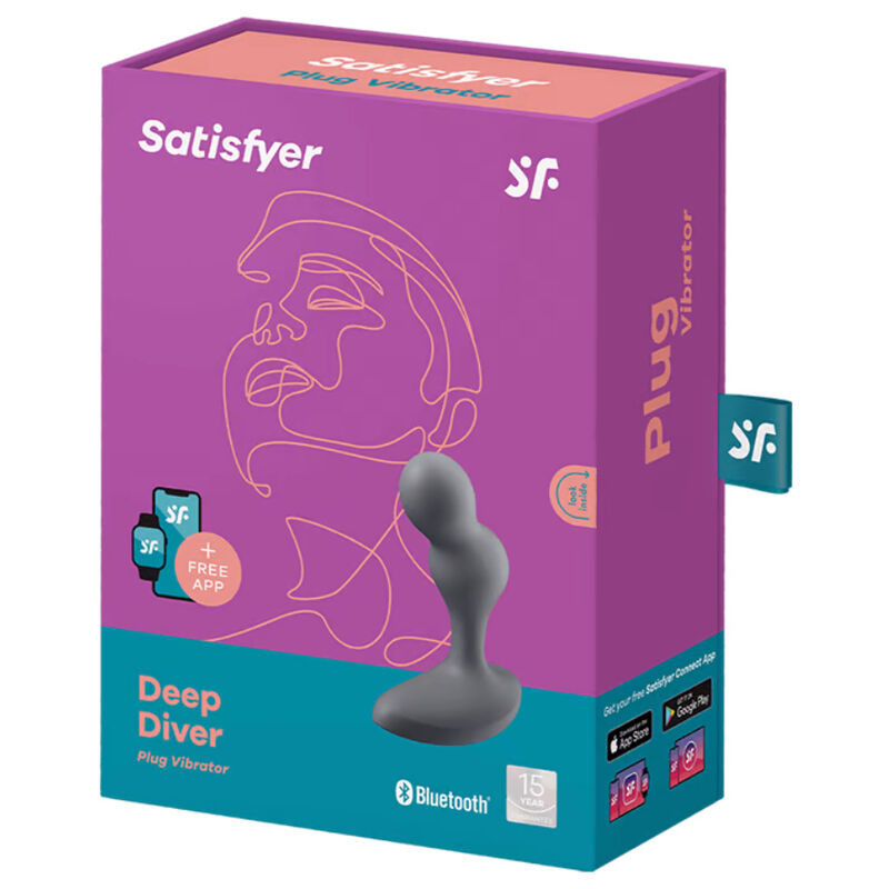 SATISFYER - DEEP DIVER VIBRATING PLUG APP GREY - Image 4