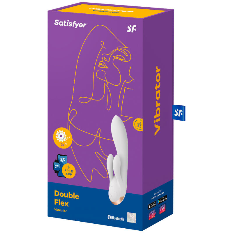 SATISFYER - APPLICATION VIBRATEUR DOUBLE FLEX BLANC - Image 4