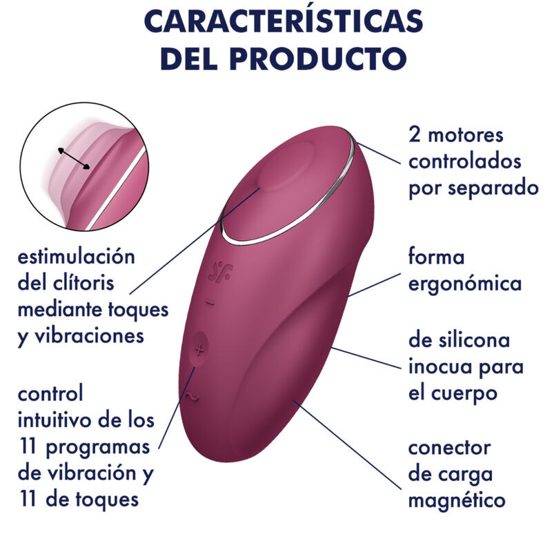 Satisfyer - Tap & Climax 1 Lay-On Vibrator Rood - Image 4
