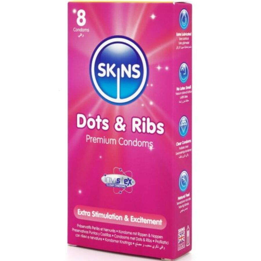 SKINS - DOTS & RIBS PREMIUM CONDOMS PACK 8 - Image 2