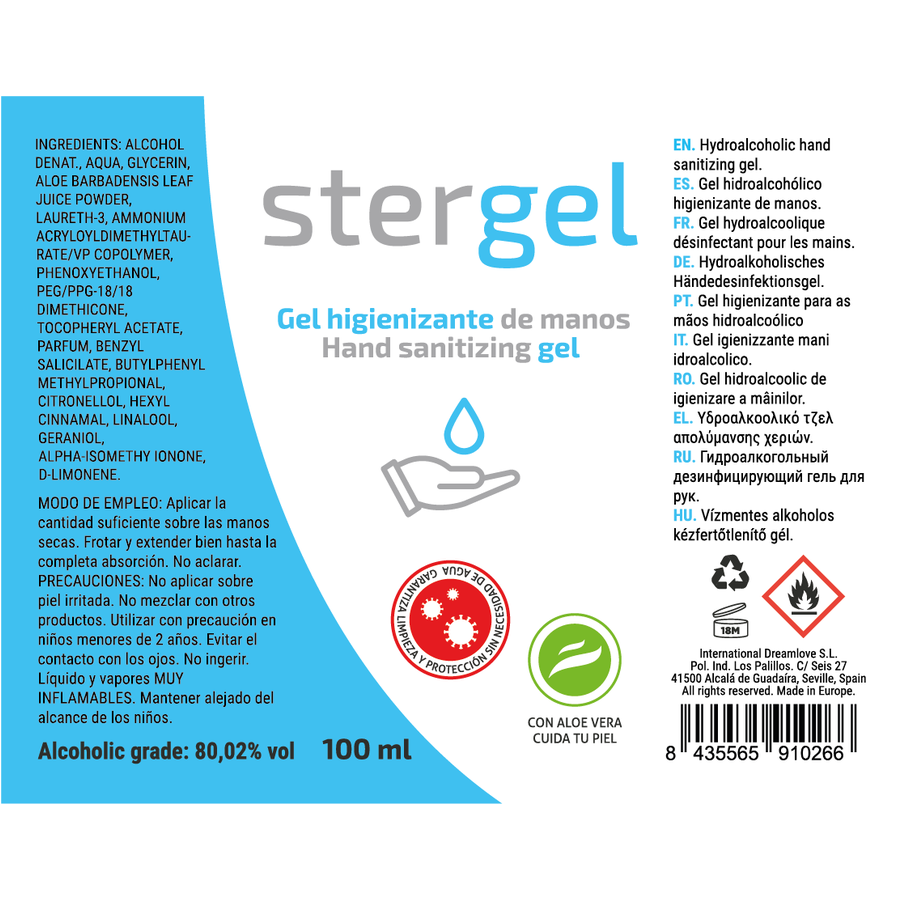 STERGEL - HYDROALCOHOLIC HAND SANITIZING GEL ALOE VERA 100ML - Image 3