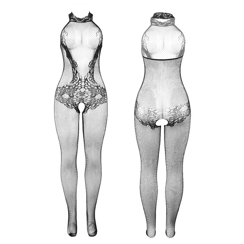 Subblime - 951801 Bodystocking Résille Et Dentelle Sans Fourreau Col Montant Noir Taille Unique - Image 4