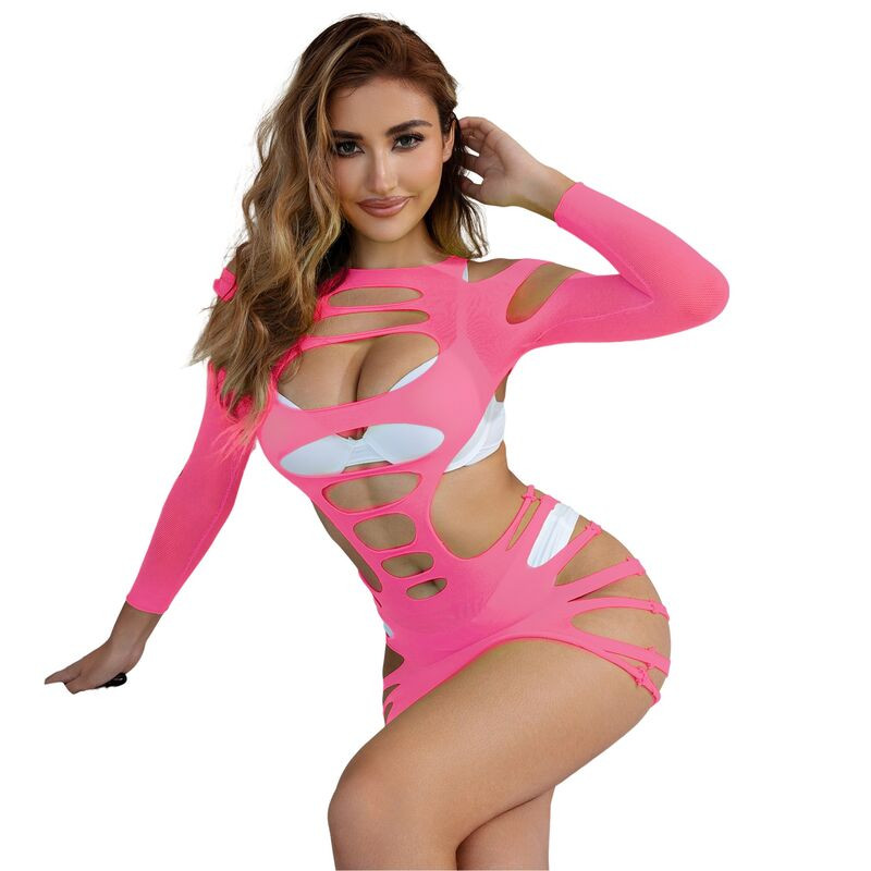 Subblime - 952273 Robe Résille Élastique Manches Longues Rose Taille Unique - Image 3