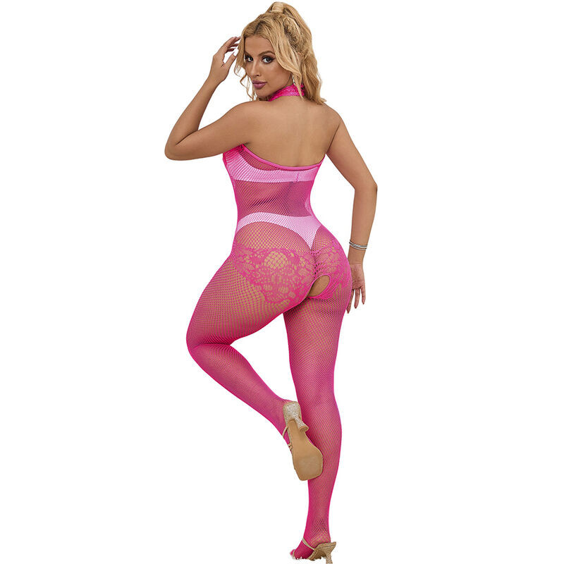 Subblime - 952389 Bodystocking Résille Et Dentelle Sans Fourrure Avec Col Montant Rose Taille Unique - Image 2