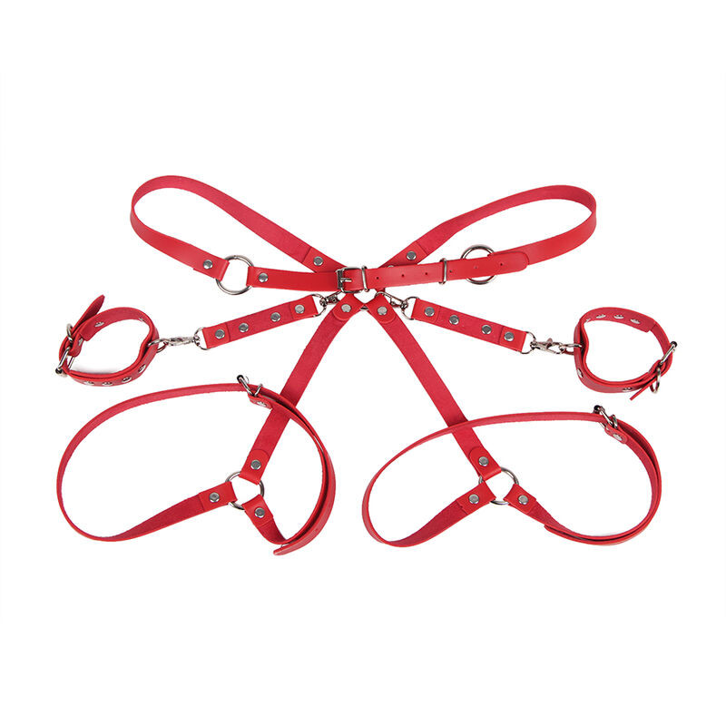 SUBBLIME - 953706 HANDCUFFS WITH BONDAGE BELT RED ONE SIZE - Image 4