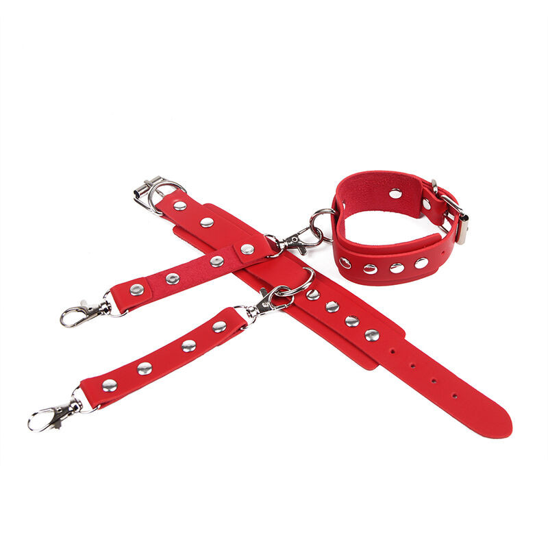 SUBBLIME - 953706 HANDCUFFS WITH BONDAGE BELT RED ONE SIZE - Image 5