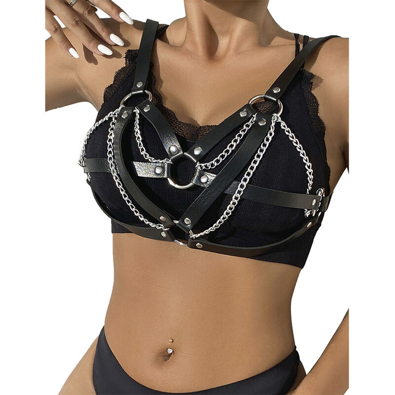 SUBBLIME - 953713 PUNK BONDAGE BELT METAL BUCKLE BLACK ONE SIZE - Image 2