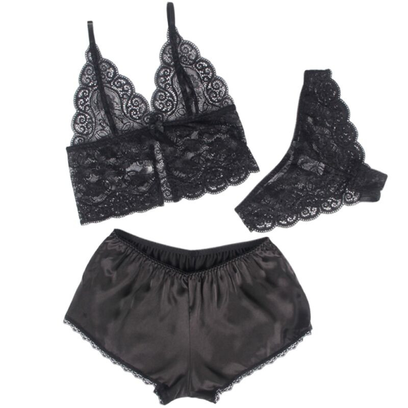 SUBBLIME - 953911 CHEMISIER DE NUIT EN SOIE ET DENTELLE + CULOTTE NOIRE S/M - Image 3