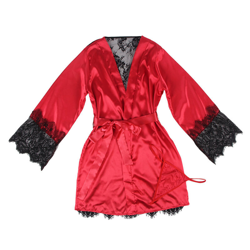 Subblime - 954017 Caraco Dos Transparent En Dentelle + String Rouge/Noir S/M - Image 4