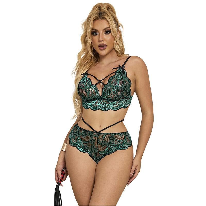 Subblime - 954086 Soutien-Gorge + Culotte Dentelle Vert S/M - Image 4