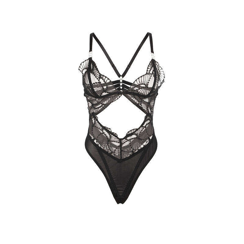 SUBBLIME - 955229 BODY TRANSPARENT AVEC DENTELLE CREUSE NOIR L/XL - Image 5