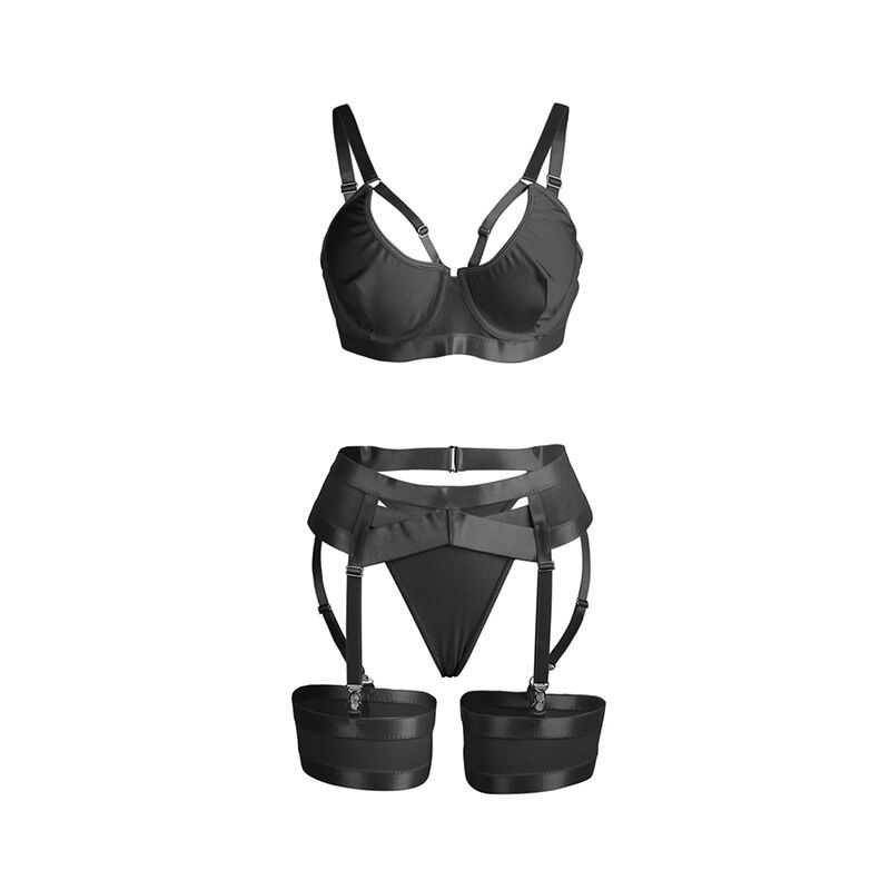 Subblime - 955236 Ensemble Soutien-Gorge Bondage Noir Avec Jarretelle S/M - Image 4