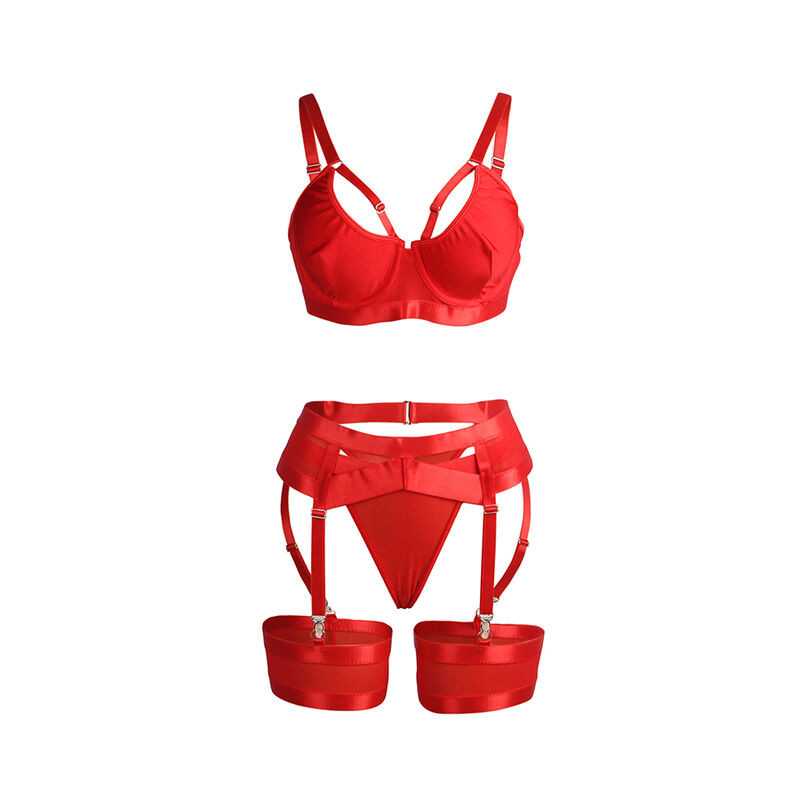 Subblime - 955250 Ensemble Soutien-Gorge Bondage Rouge Avec Jarretelles S/M - Image 5