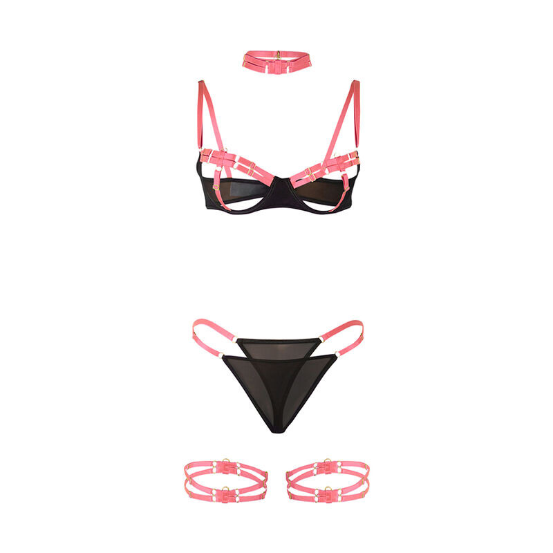 Subblime - 955298 Ensemble Soutien-Gorge Avec Collier Et Détails De Jambes Rose Fluorescent S/M - Image 5