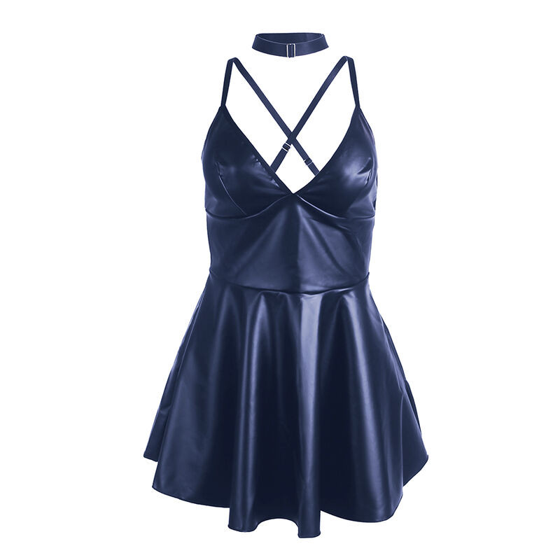 Subblime - 955410 Robe À Bretelles En Cuir Bleu S/M - Image 5