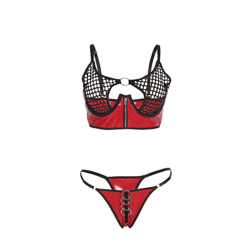 Subblime - 955540 Ensemble Soutien-Gorge À Fermeture Éclair En Cuir Verni Rouge L/Xl - Image 4